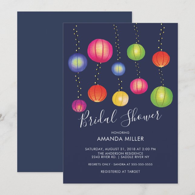 Summer Paper Lanterns Bridal Shower Invitation (Front/Back)