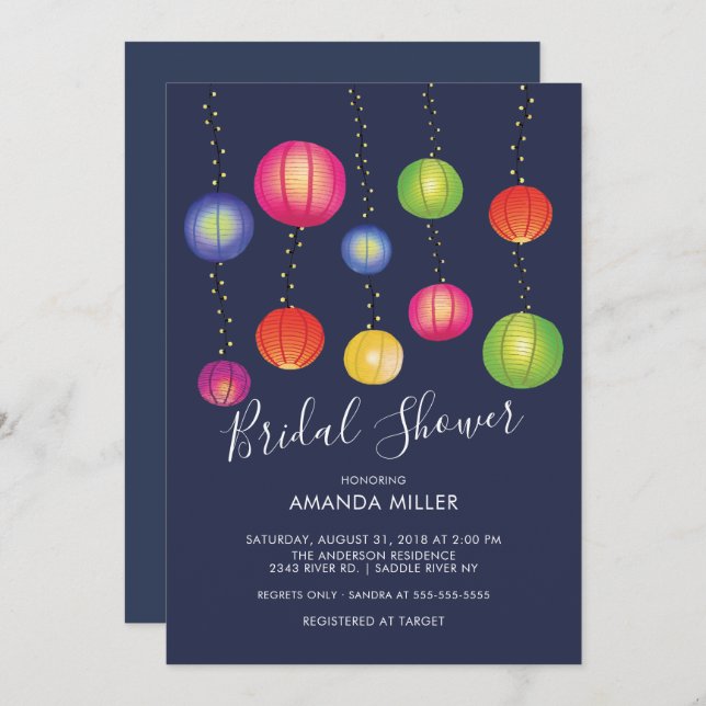 Summer Paper Lanterns Bridal Shower Invitation (Front/Back)