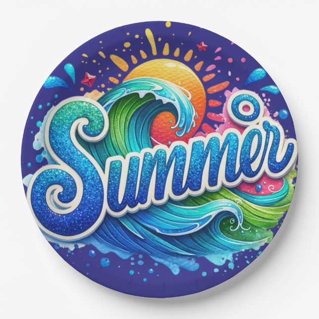 "Summer"  Paper Plates. Plates (Front)