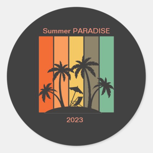 Summer PARADISE 2023 in Vintage Retro style T_Shir Classic Round Sticker