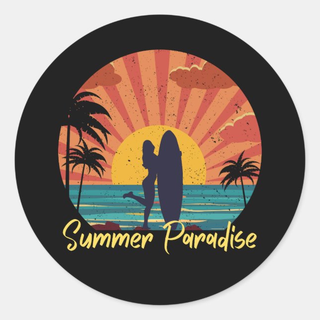 Summer Paradise Classic Round Sticker (Front)