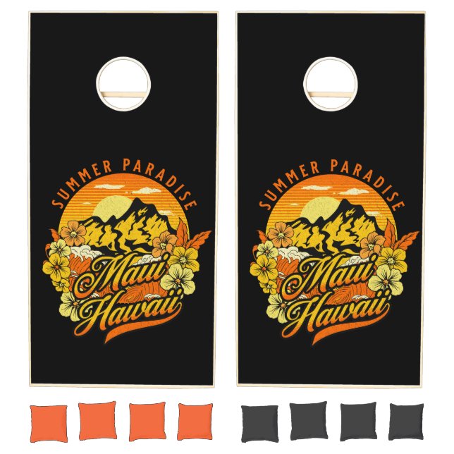 Summer Paradise, Maui Hawaii Cornhole Set (Set)
