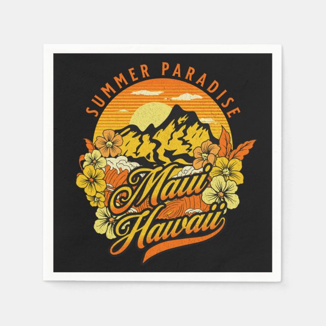Summer Paradise, Maui Hawaii Napkins (Front)