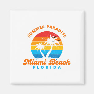 Summer Paradise Miami Beach Florida-Sunset-Palms Magnet