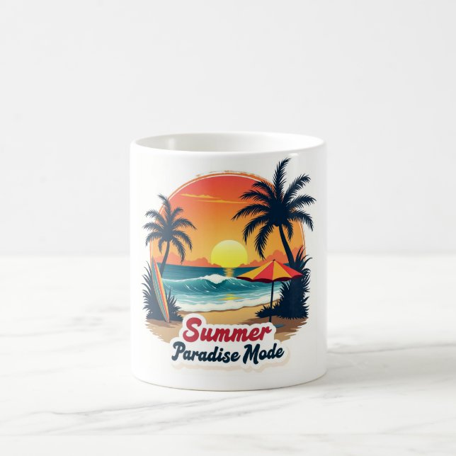 Summer Paradise Mode Retro Beach Mug (Center)