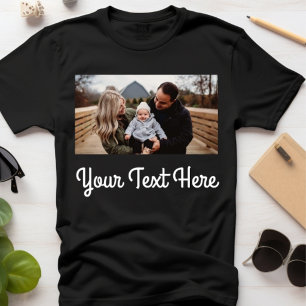 Summer Park Family Photo Script Text Black T-Shirt