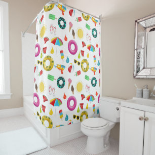 Summer Party Beach Fun Pattern Shower Curtain