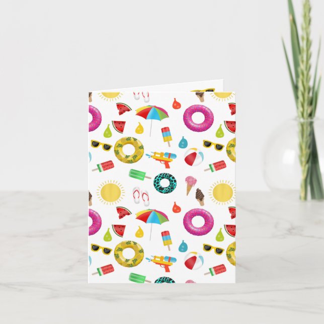 Summer Party Beach Pool Fun Pattern Card (Front)