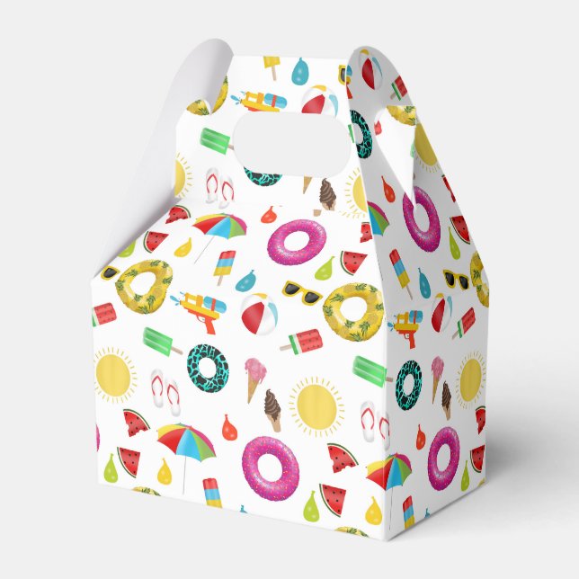 Summer Party Beach Pool Fun Pattern Favor Boxes (Front Side)