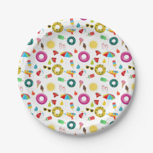 Summer Party Beach Pool Fun Pattern Paper Plates