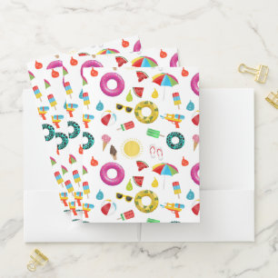 Summer Party Beach Pool Fun Pattern Pocket Folder