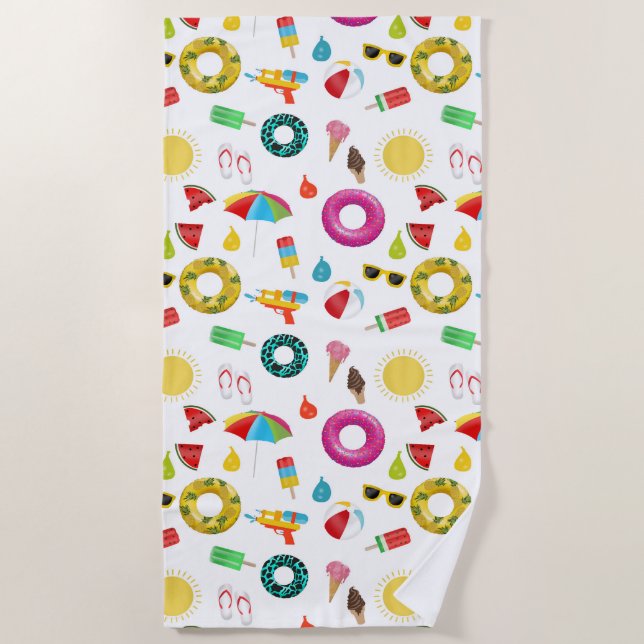 Summer Party Beach Pool Fun Towel (Front)