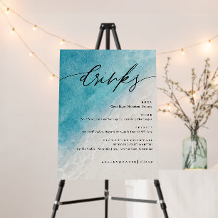 Summer Party Beach Wedding Large Drinks Bar Menu  Foam Board
