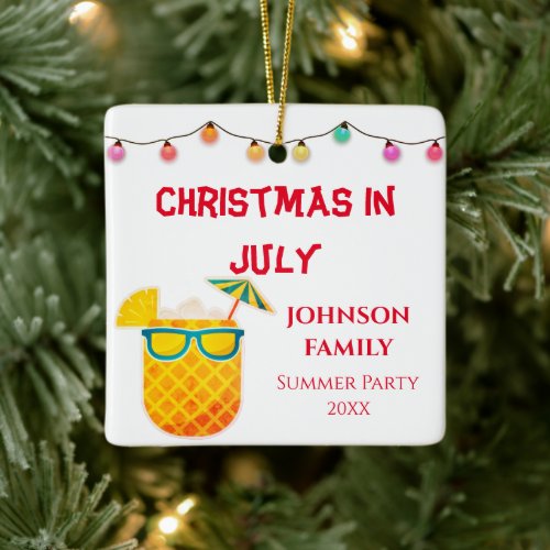 Summer Party Christmas In July  Ceramic Ornament