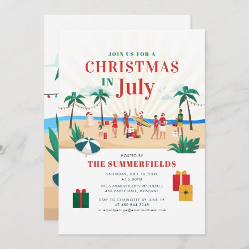 Summer Party Christmas in July Family Reunion Invitation
