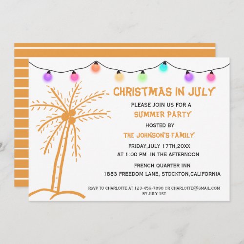 Summer Party Christmas In July Invitation