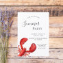 Summer party coastal beach red lobster white invitation