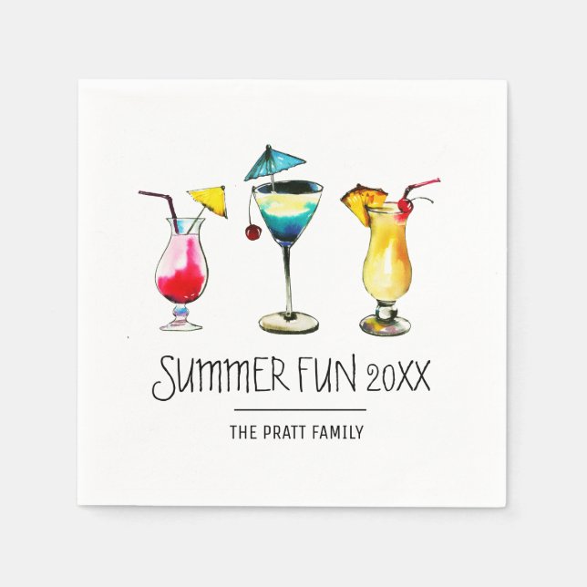 Summer Party Cocktail Drink Napkins (Front)