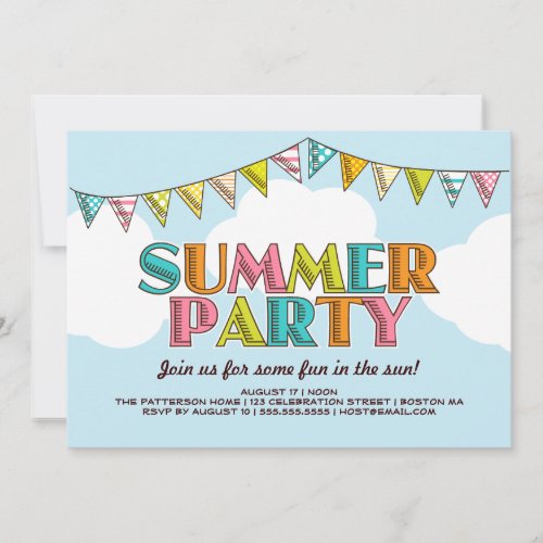 Summer Party Colorful Fun in the Sun Invitation