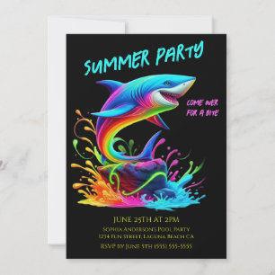 Summer Party- Colorful Shark Splash Invitation
