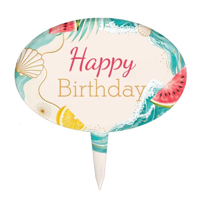 Summer Party Cupcake Topper (Front)
