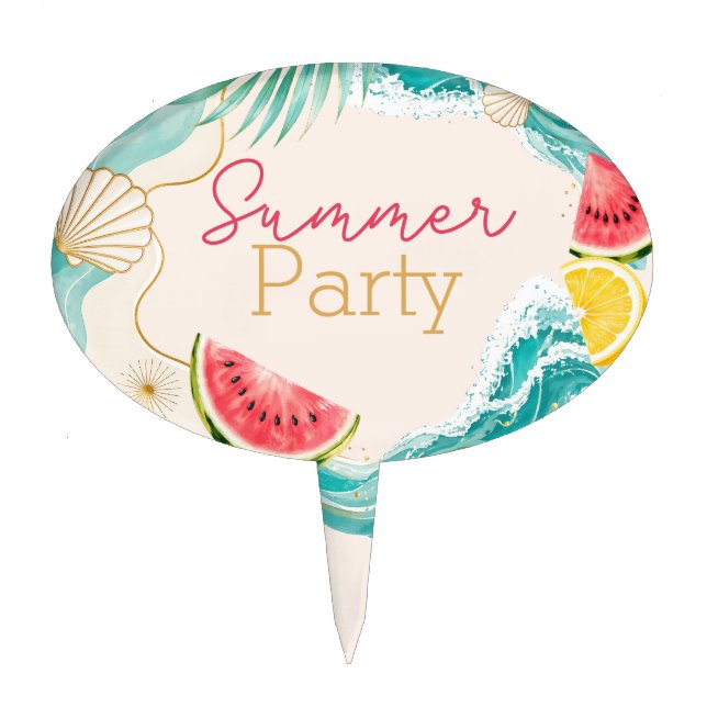 Summer Party Cupcake Topper (Front)