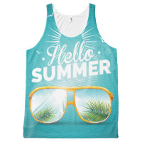 Summer Party design with speaker and sunglasses All-Over-Print Tank Top