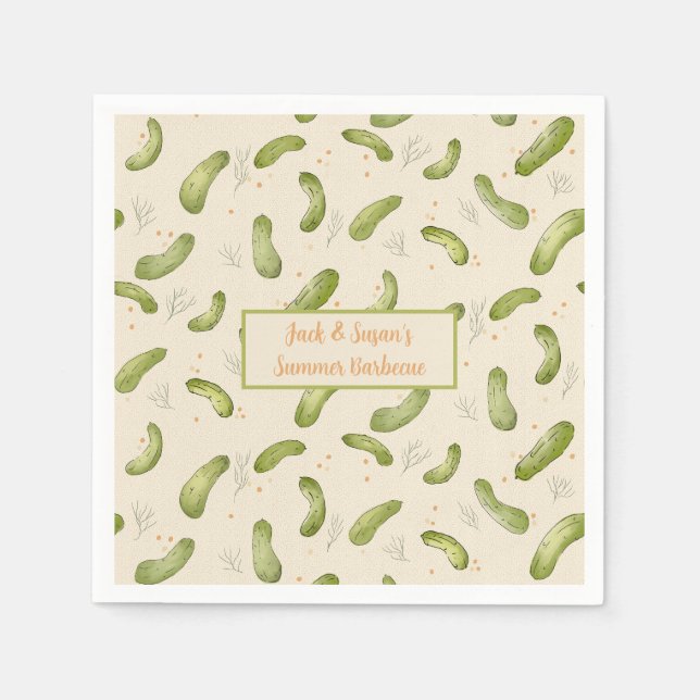 Summer Party Dill Pickle Pattern Paper Napkin (Front)