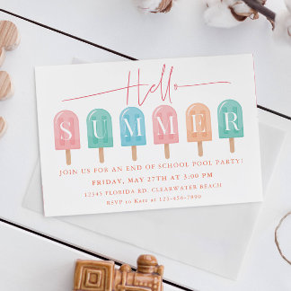 Summer Party End of School Year Celebration Party Invitation