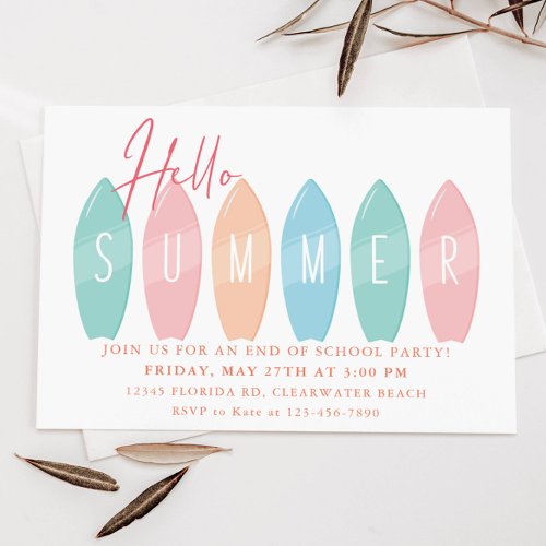 Summer Party End of School Year Party Celebration Invitation