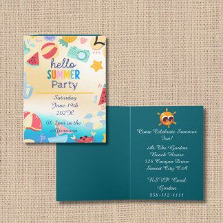 Summer Party Festival Birthday Colorful Beach  Invitation