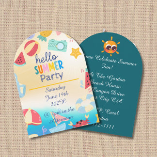 Summer Party Festival Birthday Colorful Beach  Invitation