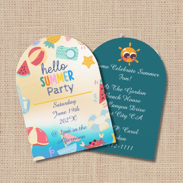 Summer Party Festival Birthday Colorful Beach  Invitation (Creator Uploaded)
