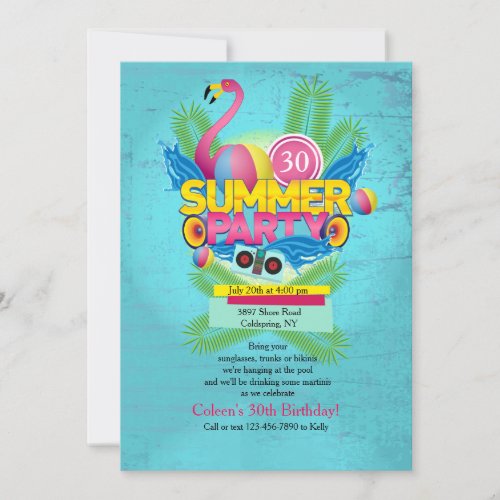 Summer Party Flamingo Invitation
