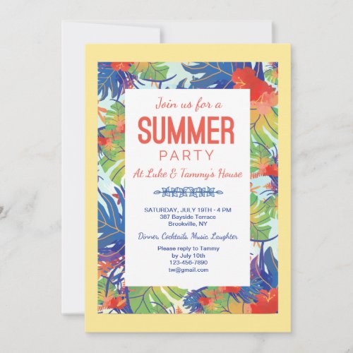 Summer Party Foliage Invitation