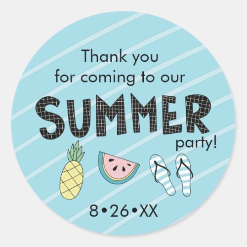 Summer Party Fun Beach theme Classic Round Sticker