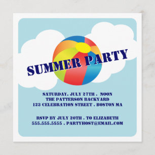 Summer Party Fun Time Beach Ball Invitation