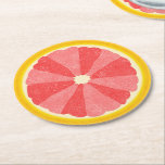 Summer Party Grapefruit Slice Fruit Half Round Paper Coaster<br><div class="desc">These paper coasters are perfect for a summer party. The design shows a grapefruit half in shades of pink and yellow-orange. Customize to add text or enjoy as-is.</div>
