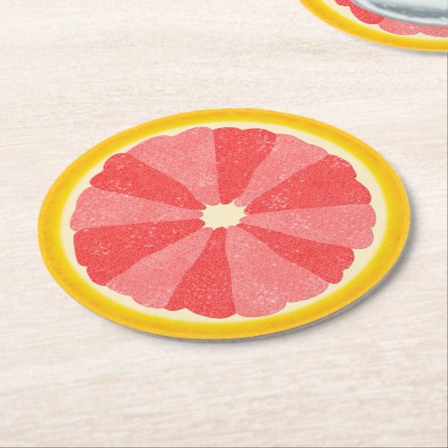 Summer Party Grapefruit Slice Fruit Half Round Paper Coaster