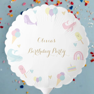 Summer Party Ice Cream Calligraphy Birthday Party Balloon