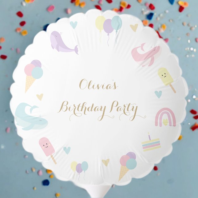 Summer Party Ice Cream Calligraphy Birthday Party Balloon (Creator Uploaded)