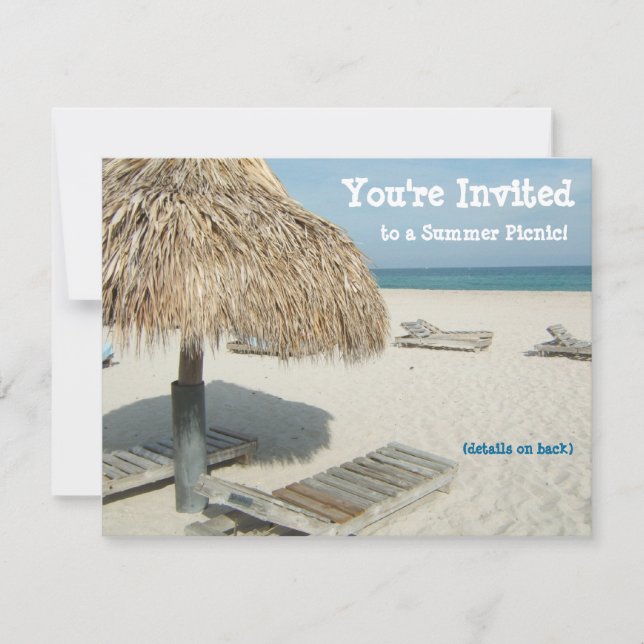 Summer Party Invitation, Beach Cabana Invitation (Front)