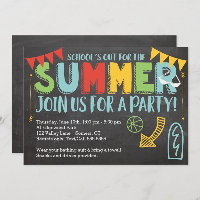 Summer Party Invitation-School's Out Invitation (Front/Back)