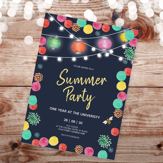 Summer Party Invitation with Colorful Lampions (Creator Uploaded)