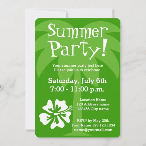 Summer party invitations with tropical flower