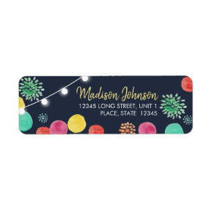 Summer Party Lampions Invitation Label