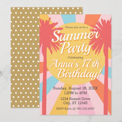 Summer Party Palm Birthday Invitation