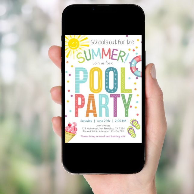 Summer Party Pool Party Schools Out Invitation (Front Digital)