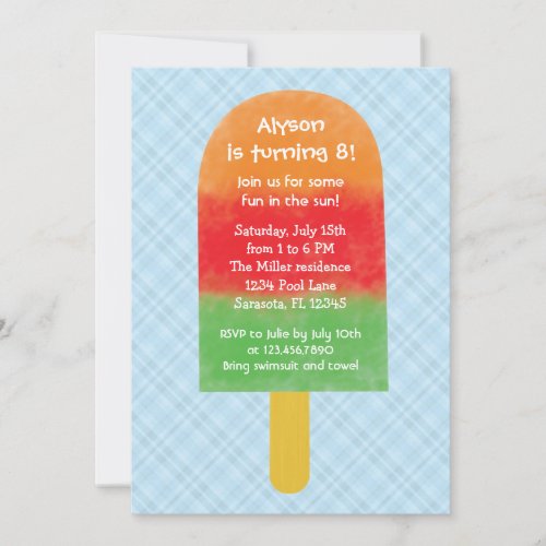 Summer Party Popsicle Birthday Invitation
