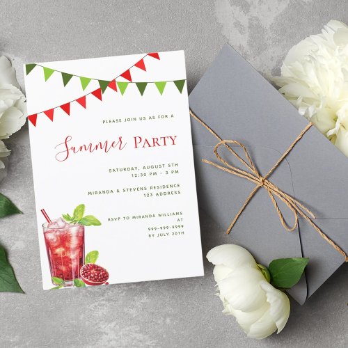 Summer party red drink outdoor invitation